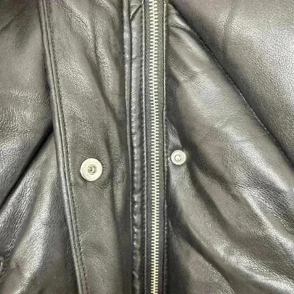 Abercrombie & Fitch Puffer Vest Womens Small Black Vegan Leather Oversized - Picture 4 of 10